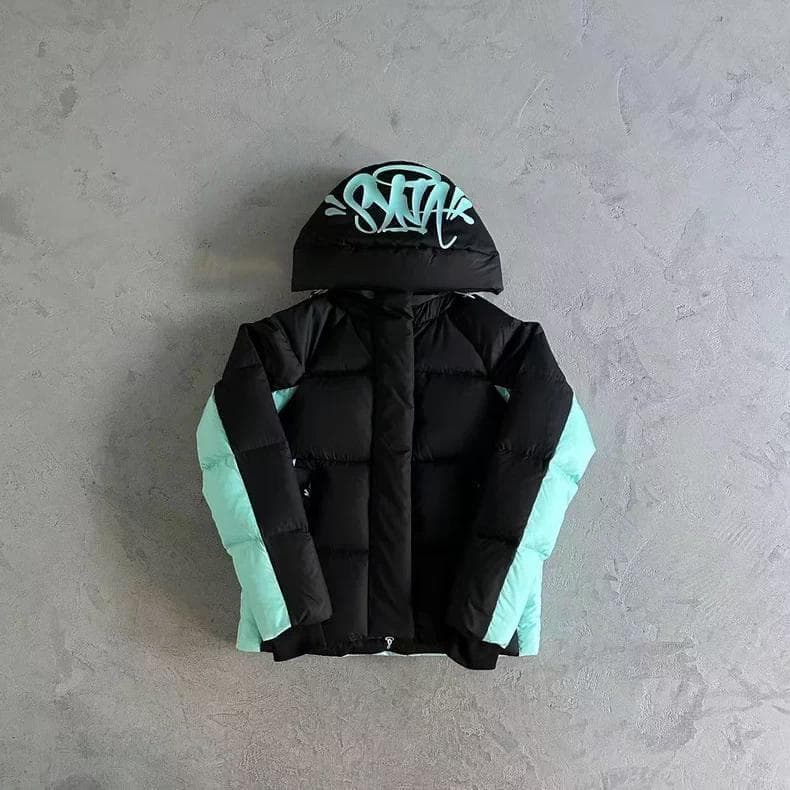SYNA ブラック × ミントグリーン ダウンジャケット ストリートウェア M