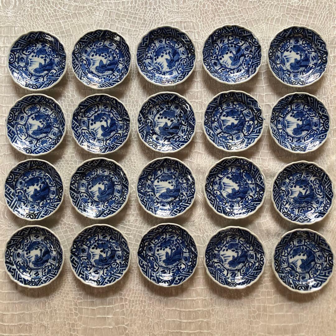 古伊万里 芙蓉手染付花鳥図手塩皿20枚　文化文政期