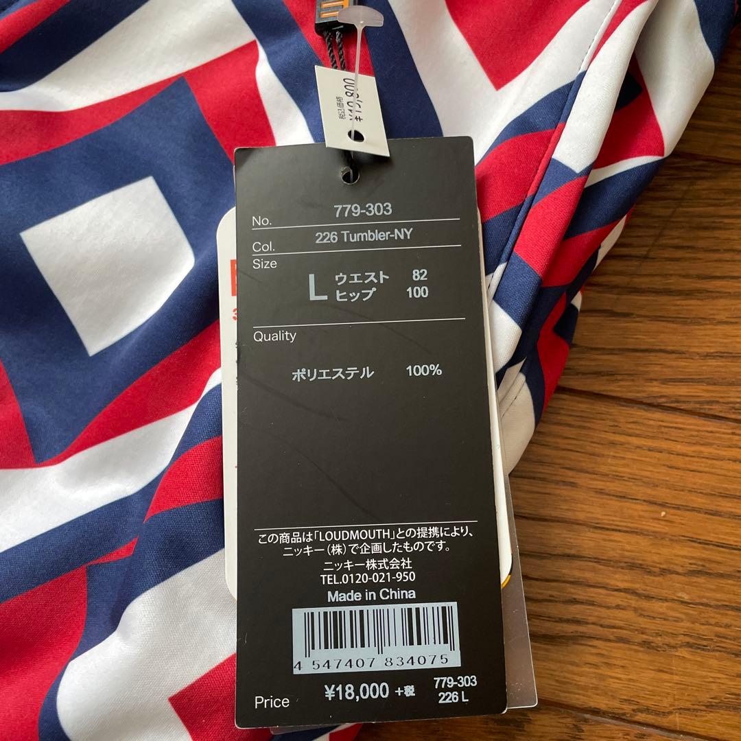 新品　LOUDMOUTH ボンディングパンツ　L 幾何学模様 ゴルフウェア