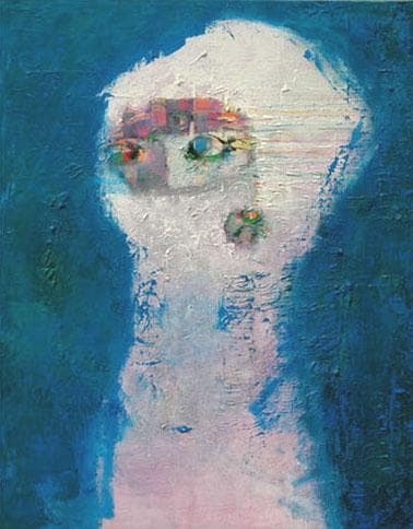 油絵 菅家令子絵 絵画インテリア額付(青緑＋金色の枠)uF6-080215 女性