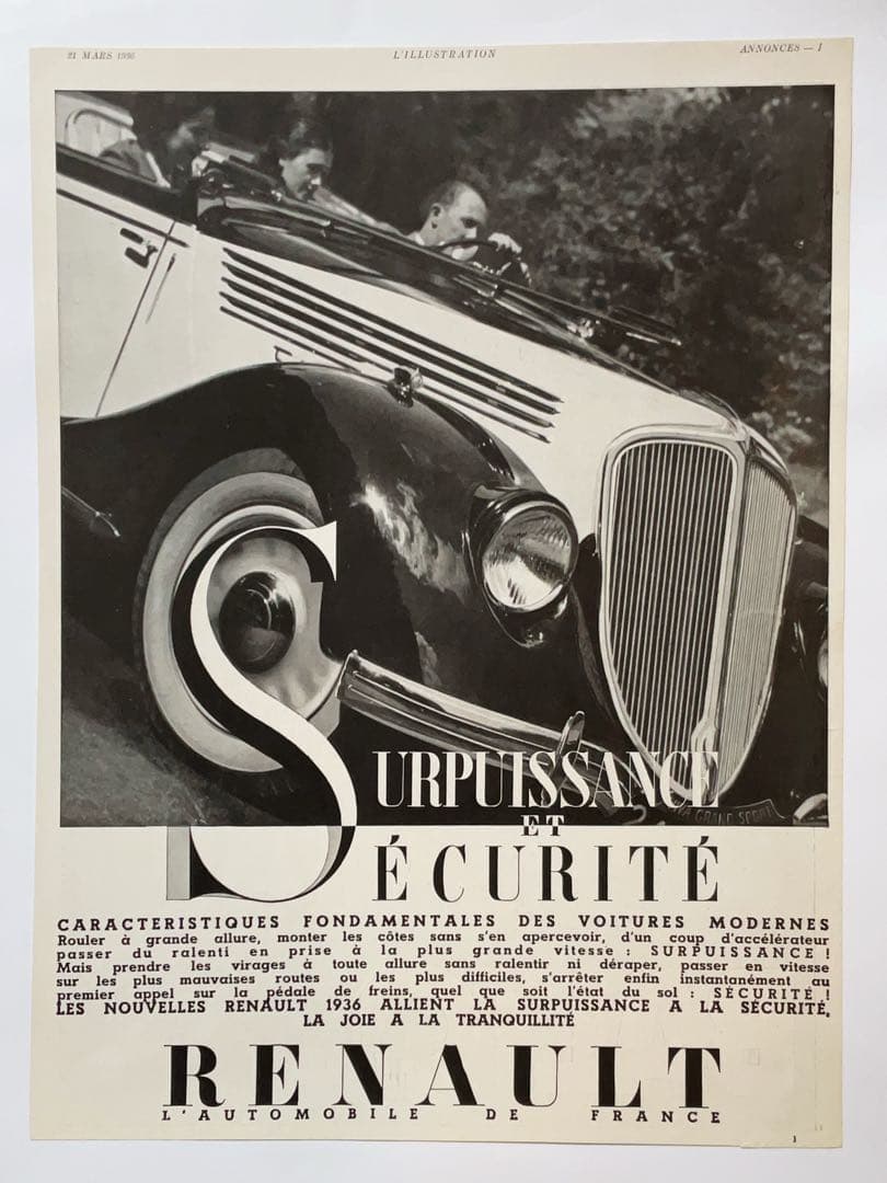 Renault 1930年代ヴィンテージ広告