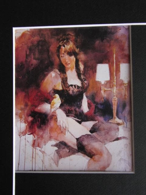 醍醐芳晴、GIRL　WITH　BIRD、希少な画集より、新品高級額・額装付