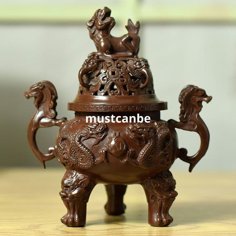 銅製 香炉 二龍炉 香薫炉 塔香炉 香道具 茶室 工芸品 置物