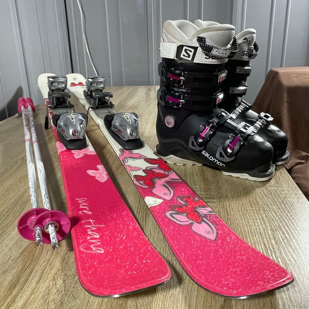 HEAD135cm SALOMON22/23.5cmストック付きスキーセット‼︎