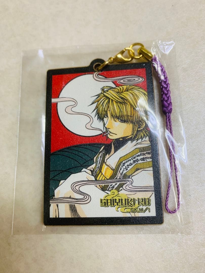 最遊記 三蔵　根付ストラップ 木札 ウッドキーホルダー 花札　ストラップ