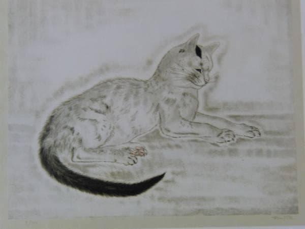 藤田嗣治、「猫十態」より・猫の本より、希少な額装用画集より、新品高級額装付