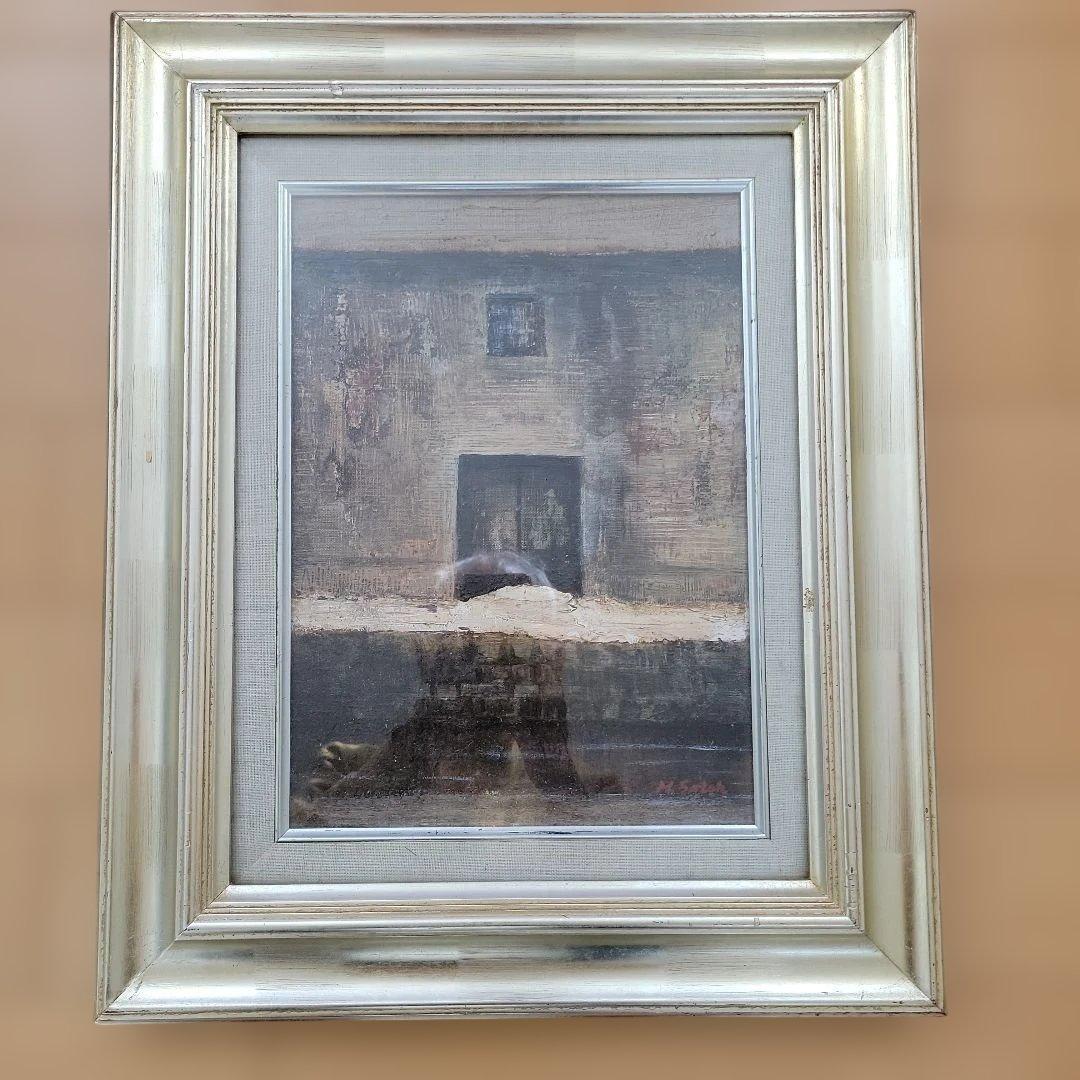 風景画 油彩画 木製フレーム付き　作者 m.satoh