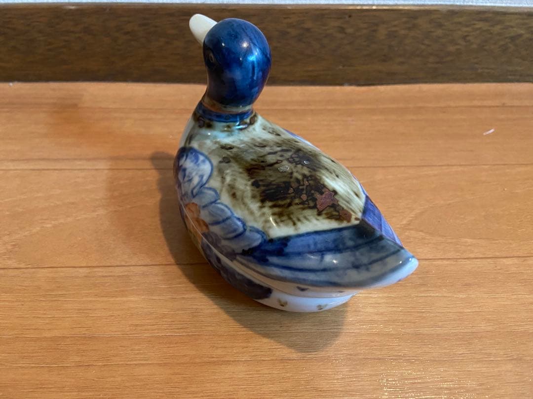 旴一窯（ウイルヨ） 鴨 デコイ 型陶器蓋もの 小物入れ 皿付き
