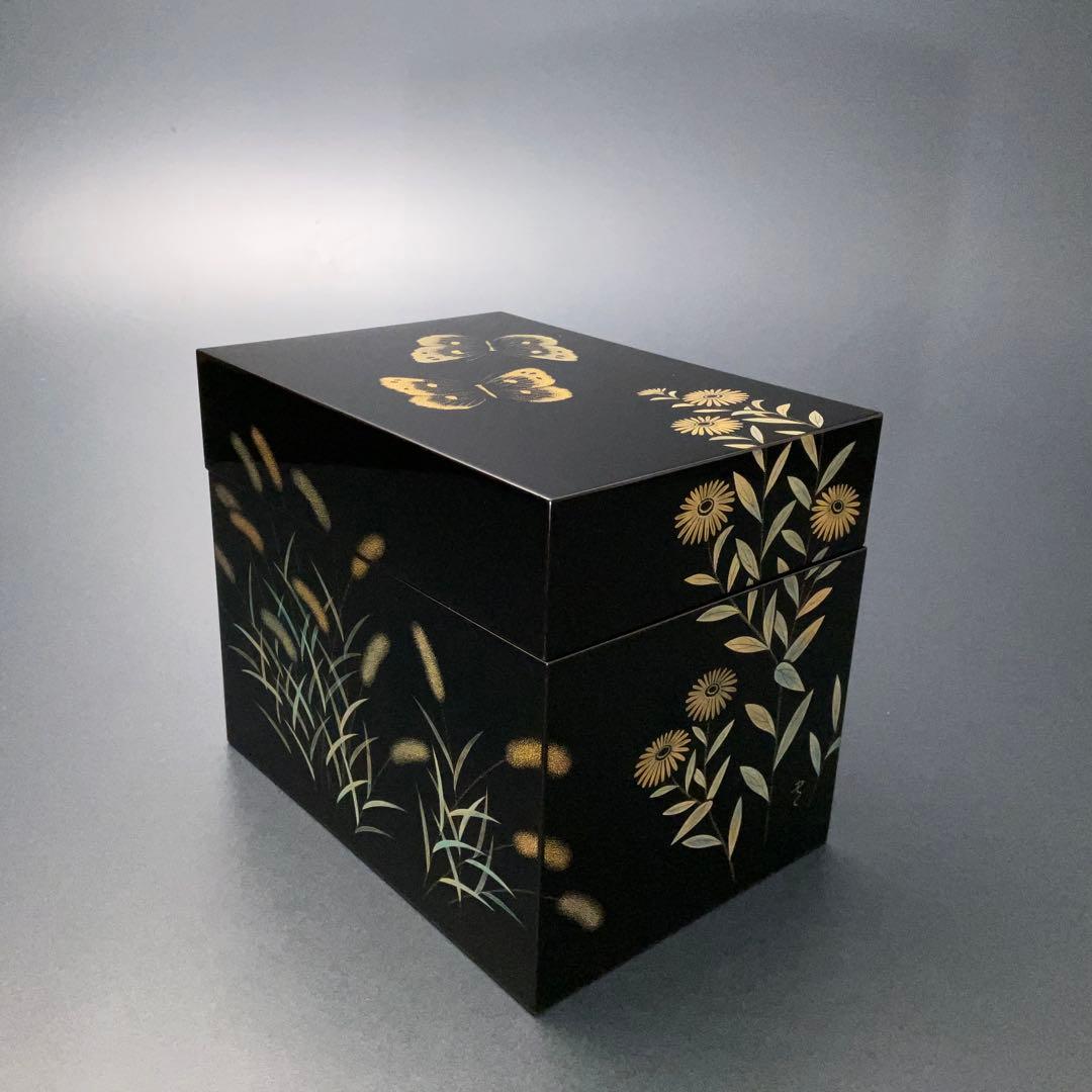 輪島塗　野々花沈金　宝石箱　共箱　三谷吾一　R1324