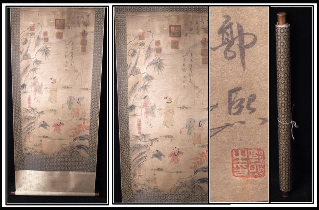 中国韓 滉　唐時代 肉筆保證 唐物唐本　掛け軸　捲り AK703A12-2