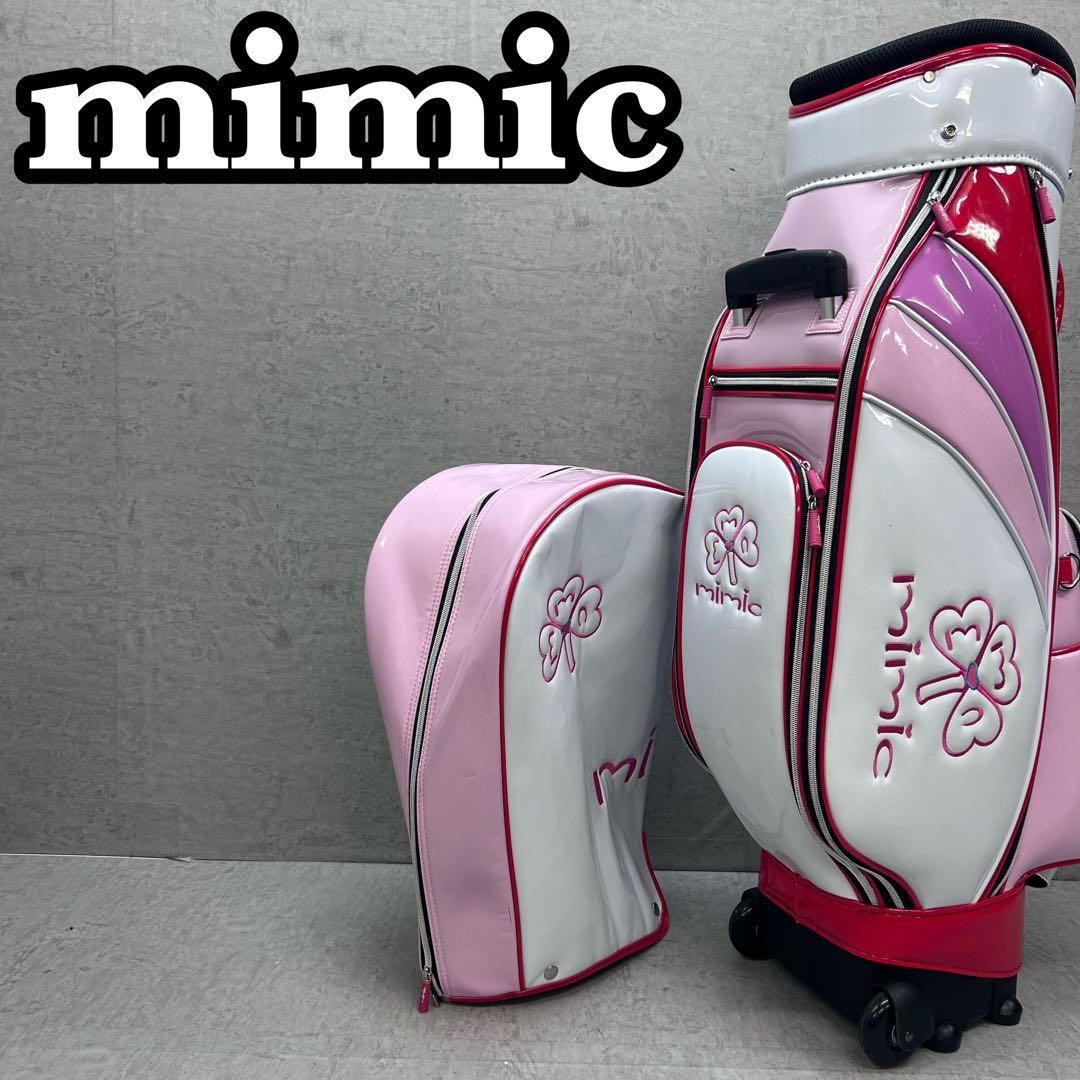 キャスター付き　mimic レディースゴルフ　キャディバッグ　ピンク　ホワイト