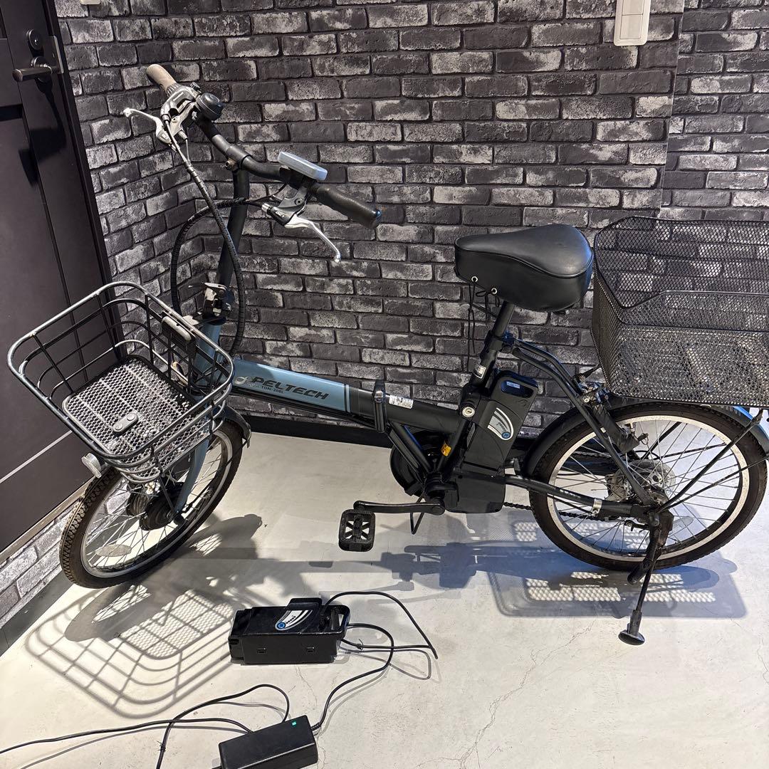 【PELTECH】TDN-208L ブルー×ブラック 電動アシスト折り畳み自転車