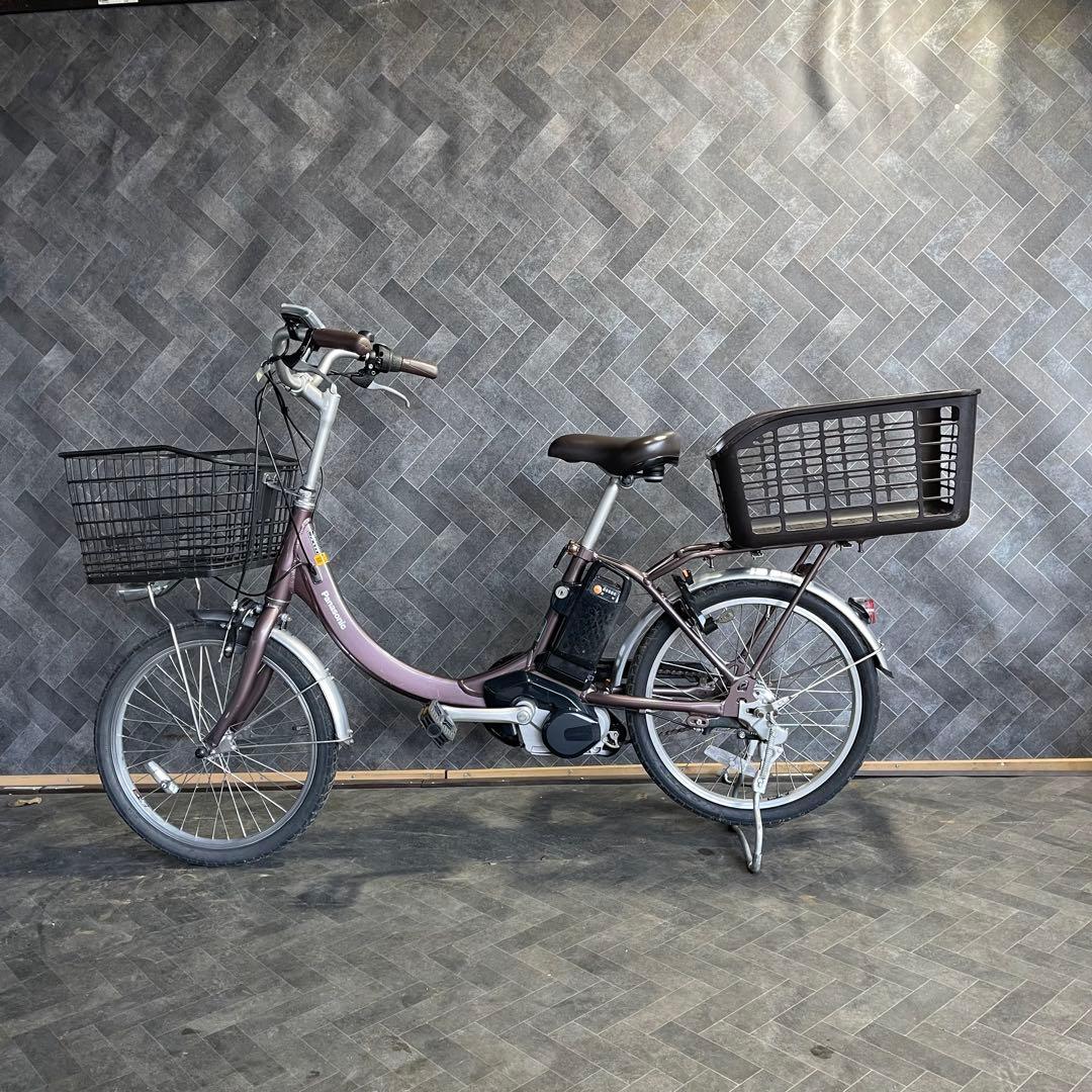 電動アシスト自転車 パープル 前後バスケット付き
