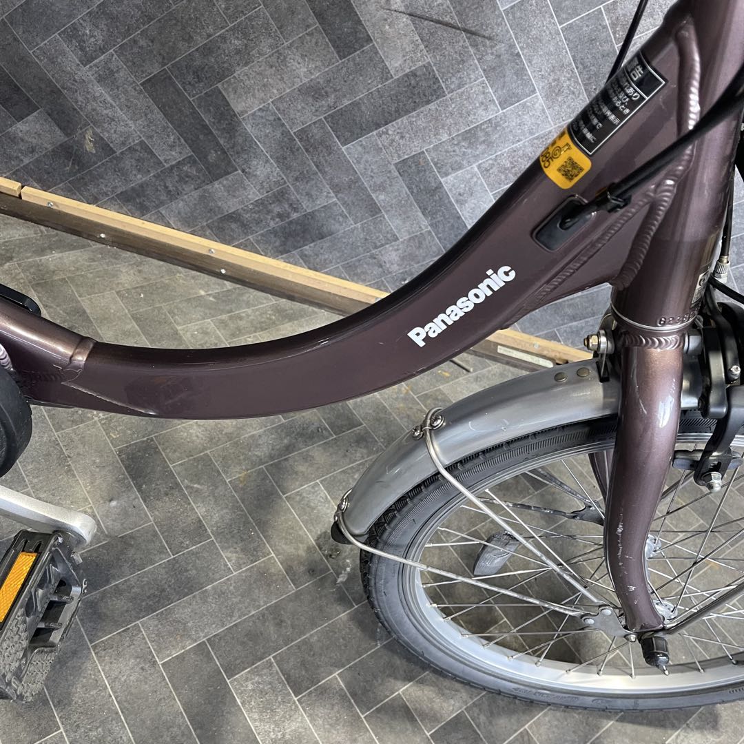 電動アシスト自転車 パープル 前後バスケット付き