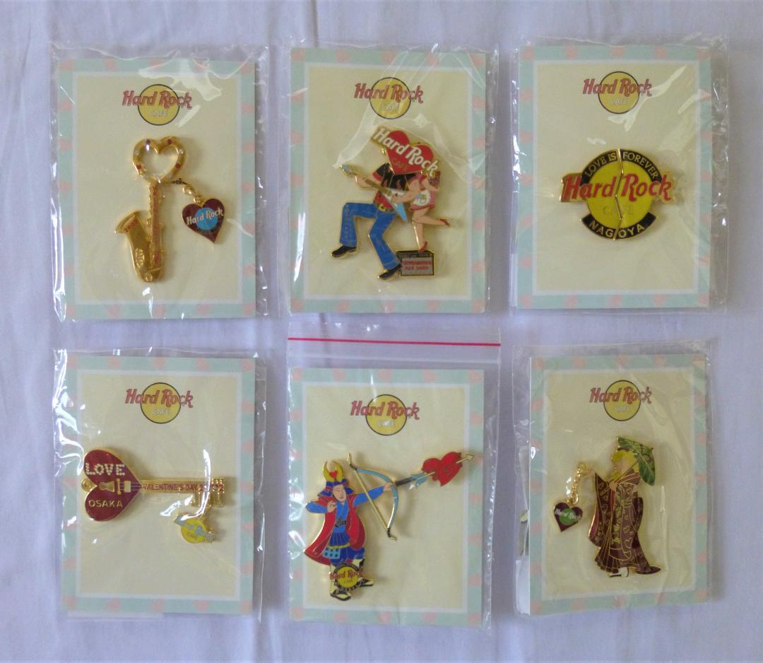 ハードロックカフェ　2002年バレンタインピン６店舗セット