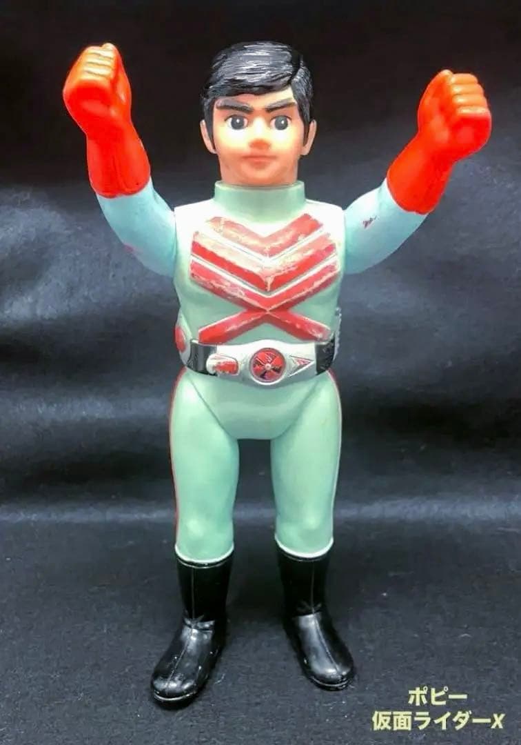 ■レア 【当時物】ポピー 仮面ライダーX 面取れ ソフビ /マスク欠品