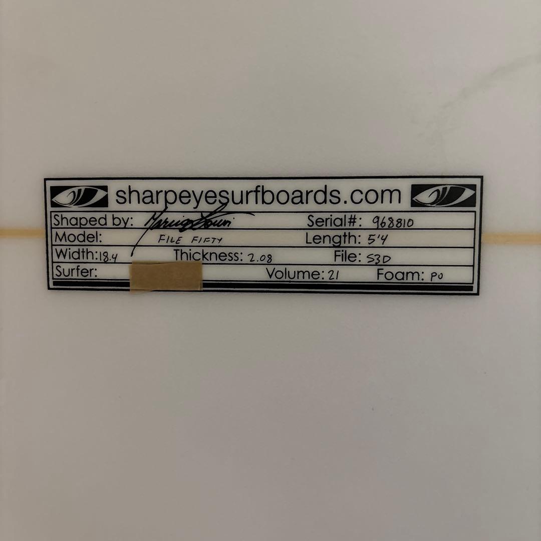 SHARPEYEサーフボードかつ〔F IＬＥ-F I F TY〕ボーイズサイズ