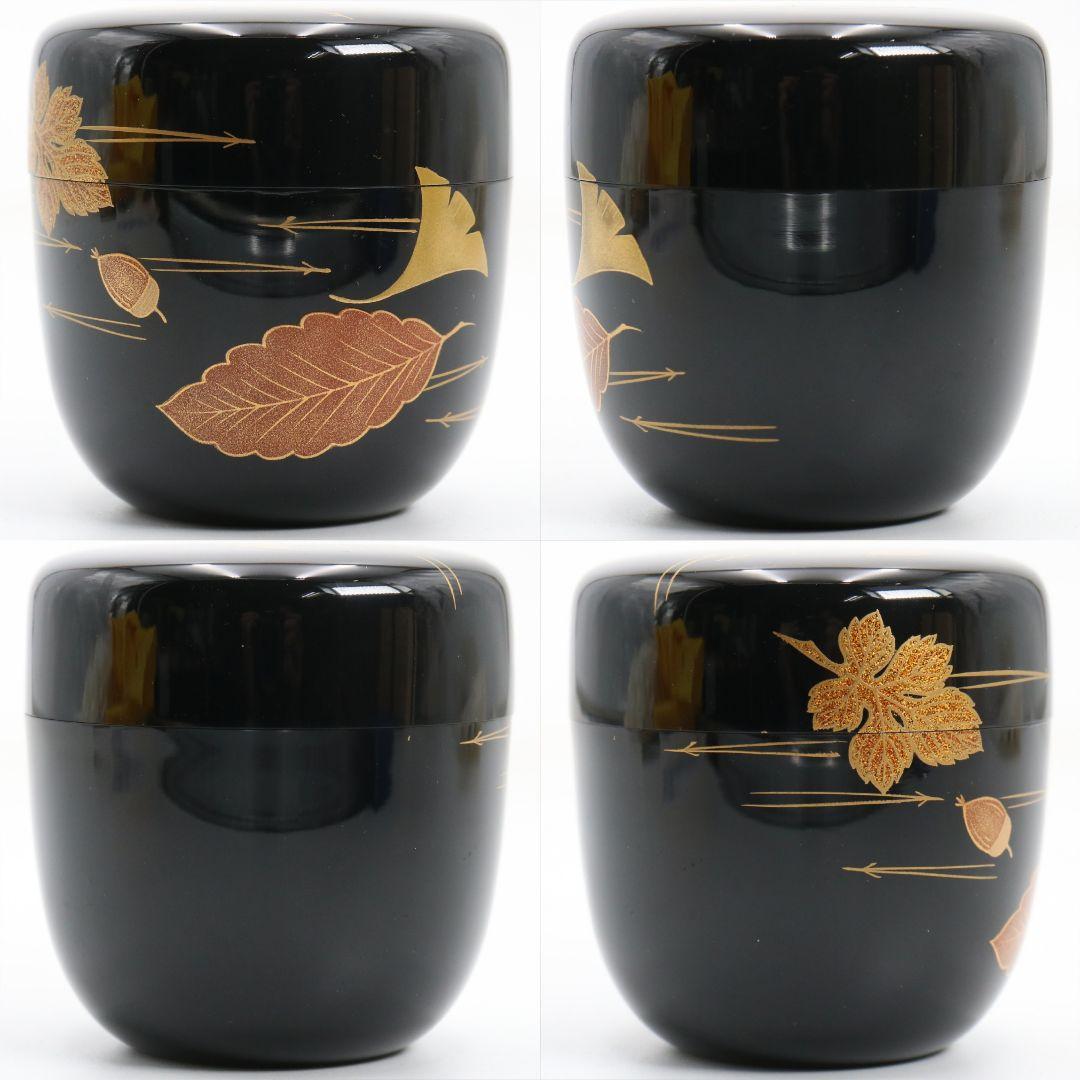 松斉作 吹寄蒔絵 中棗 銀杏 茶道具 共箱共布　V938　N8