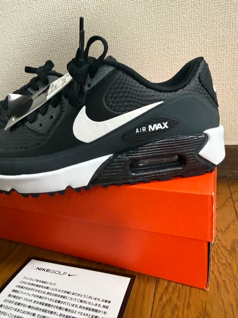 新品NIKEナイキゴルフエアマックス90ゴルフシューズ黒24センチレディース