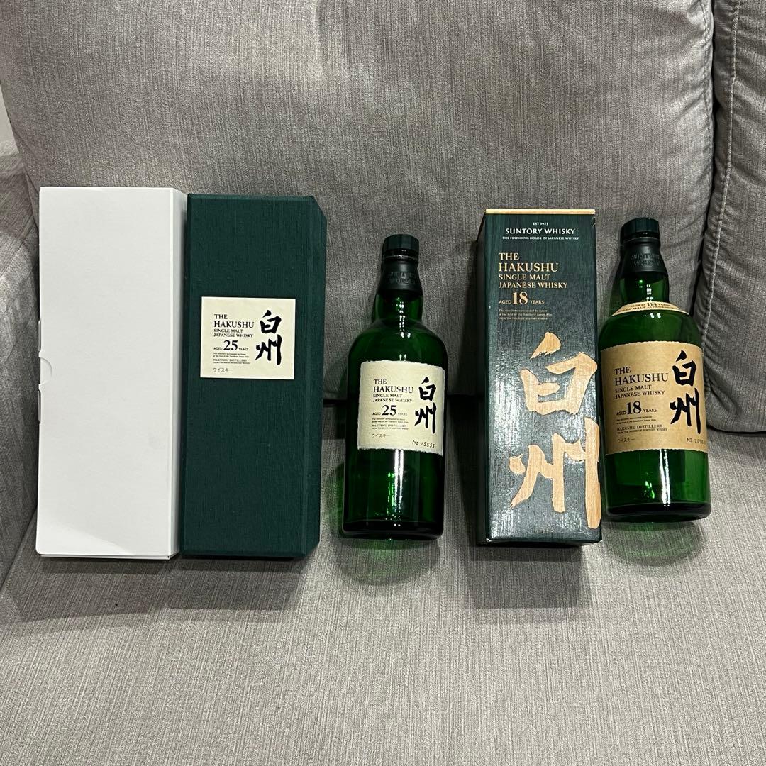 蒲*谷様 白州25年 & 白州18年 箱付き　空き瓶　セット
