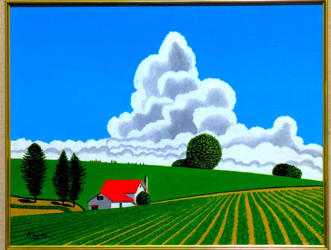 ★美瑛の夏雲・肉筆油彩画・F6キャンバス