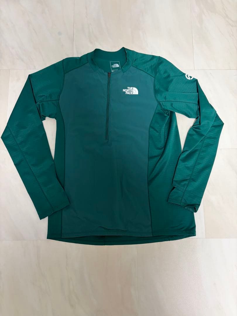 【中古】ハイブリッドドライドットライトクルー　ロンT　グリーン　M