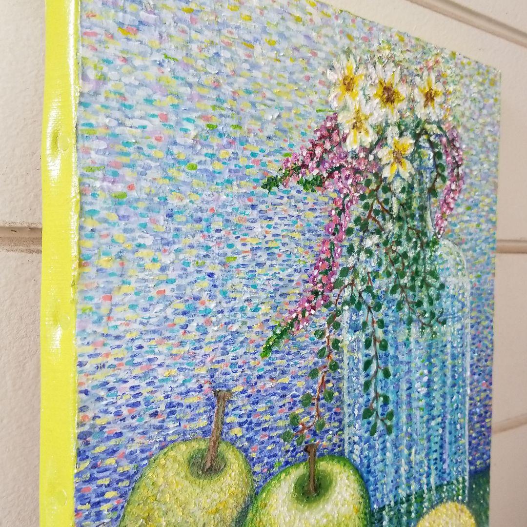 油絵　まろん　点で描いた静物