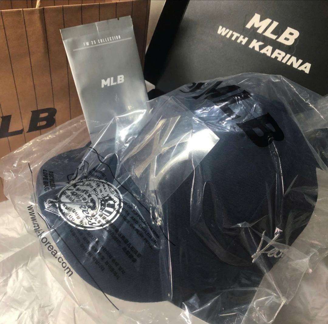 aespa カリナ MLB キャップ 帽子ネイビー KARINA トレカあり