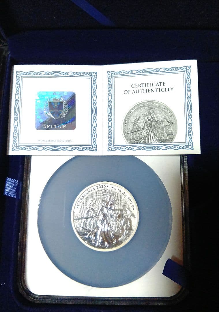 2025 MS70 ゲルマニア 2オンス 銀貨 1000枚限定 NGC PCGS