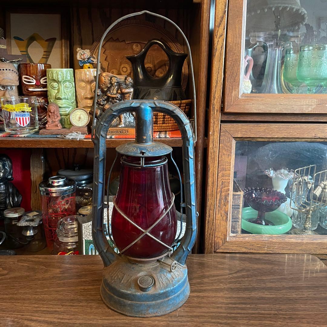 希少品！1900〜20年代〜デイツDIETZ 赤ガラスランタンUSA製ビンテージ