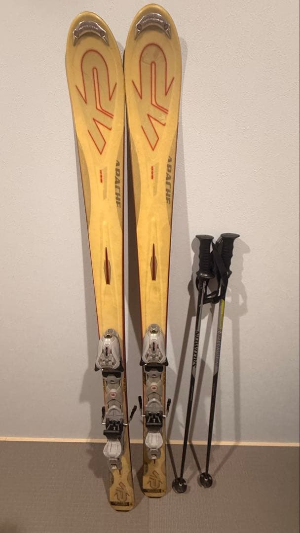 スキー板 160cm ビンディング付き＋ストックセット 中古