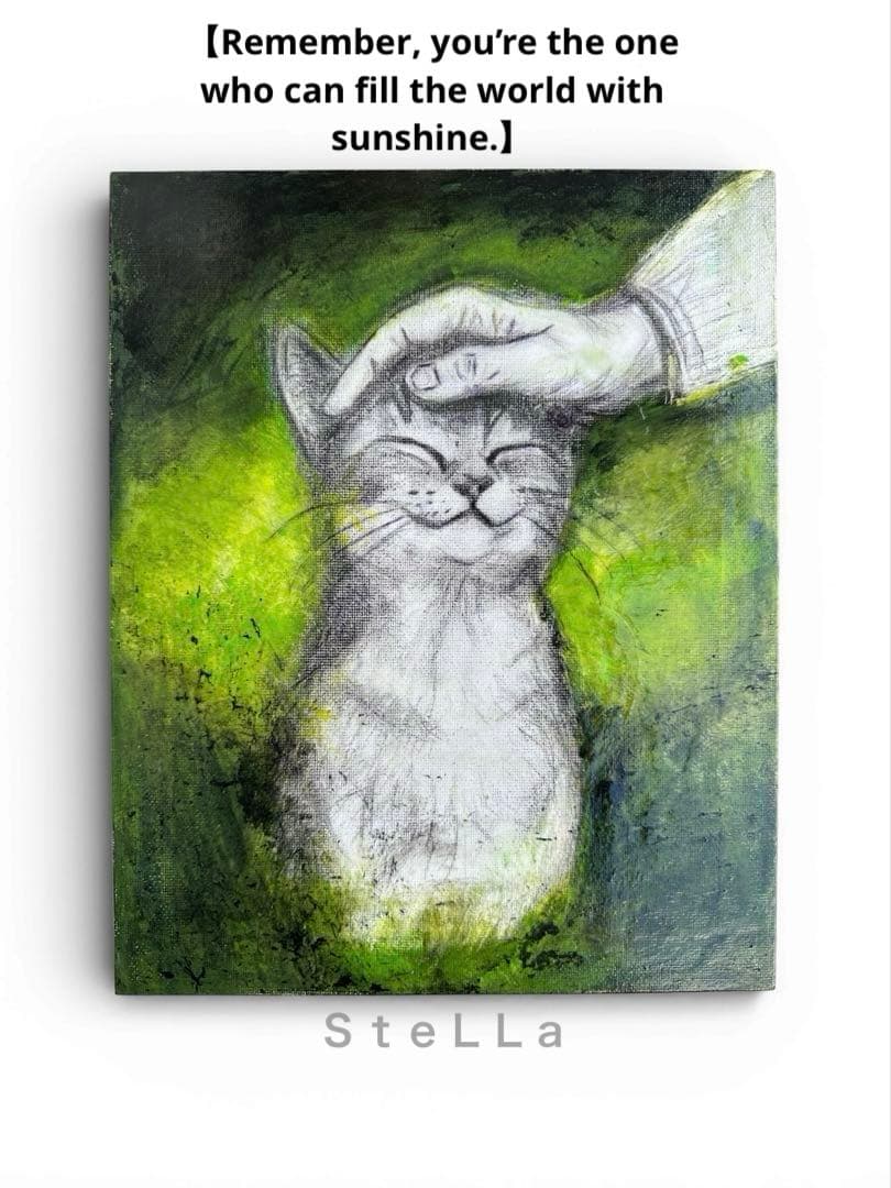 猫の絵　ネコ　絵画　モダンアート　北欧アート　現代アート　北欧　プレゼント　原画