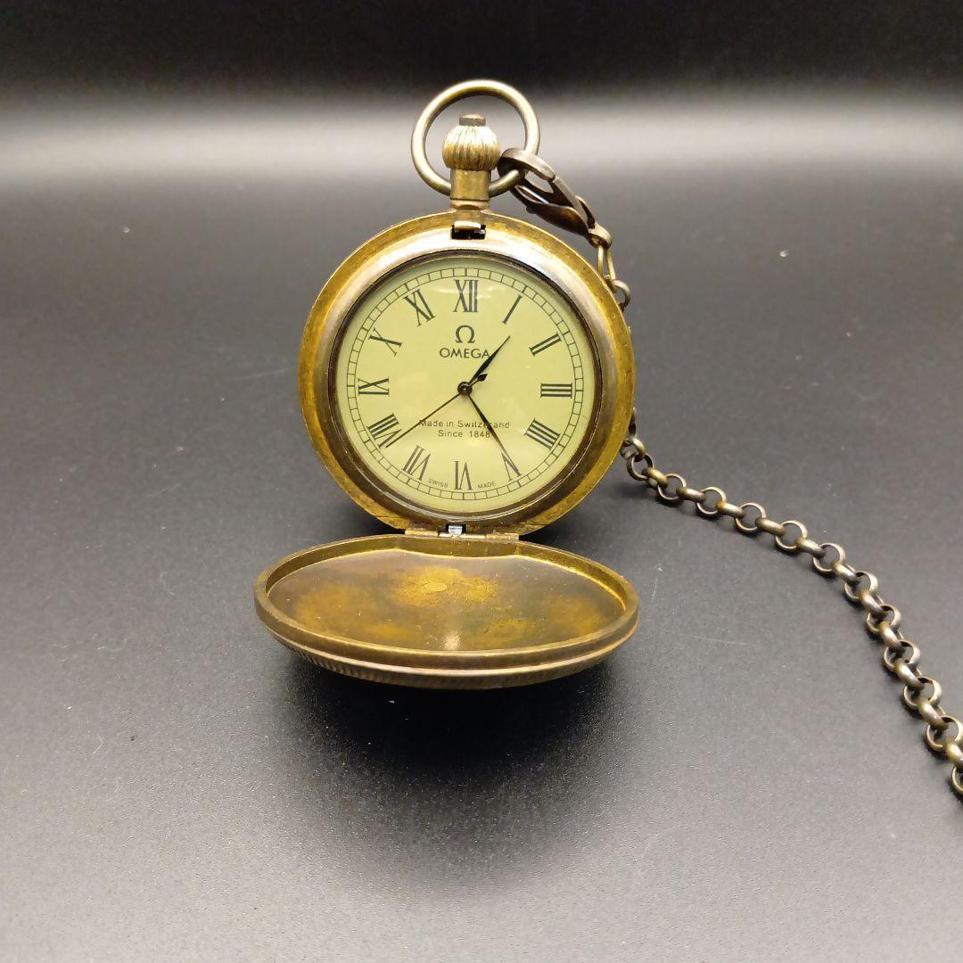 OMEGA 懐中時計 イエロー文字盤 金属製　手巻き　稼働品