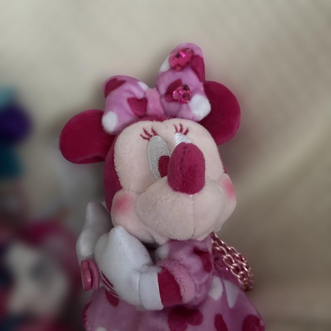 ディズニー　ミニー　パルパルーサ　ぬいぐるみバッチ、ぬいぐるみキーチェーンセット