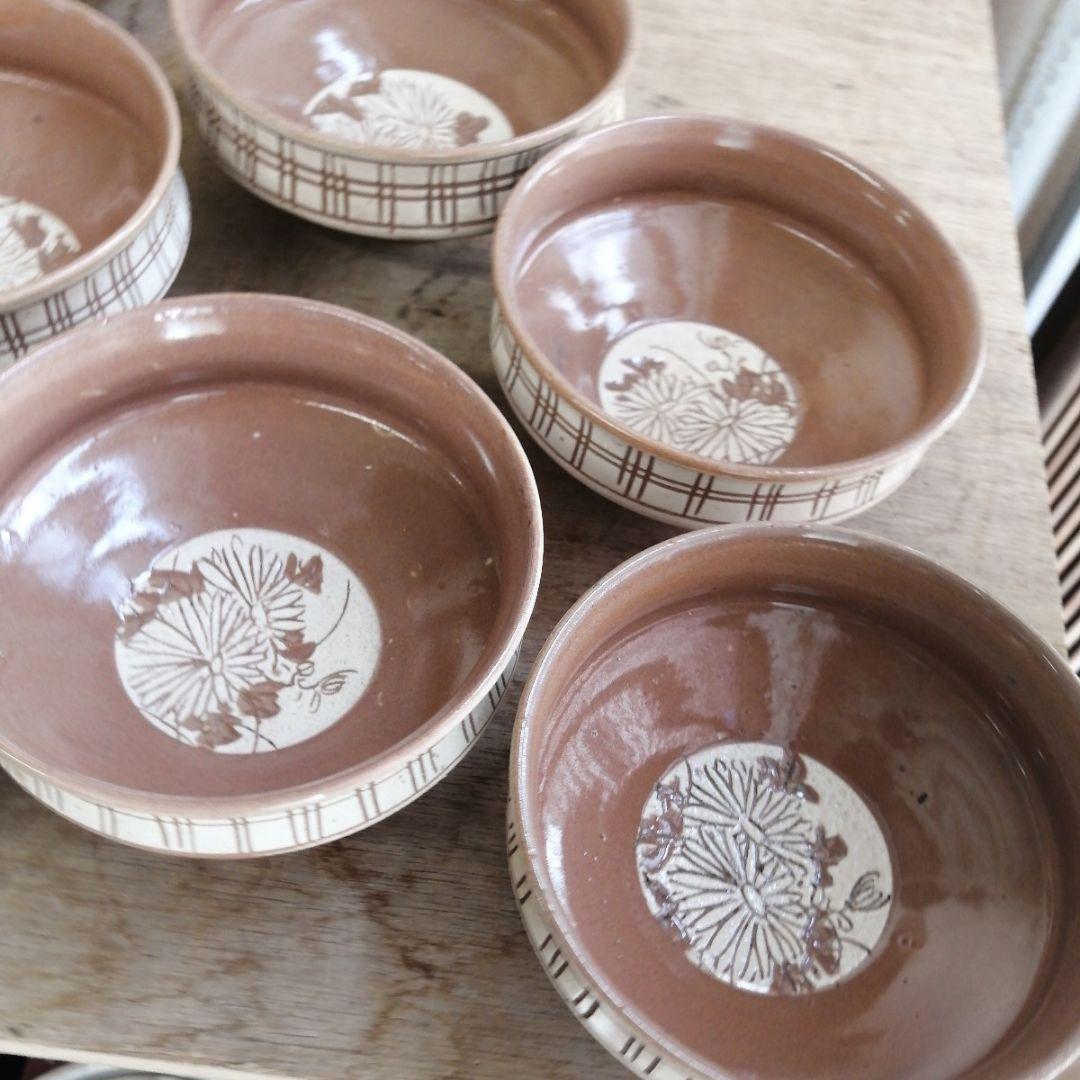 向付　小鉢　菊図　茶碗　鉢　小鉢　懐石料理　会席膳　茶道具　茶道　10客　木箱