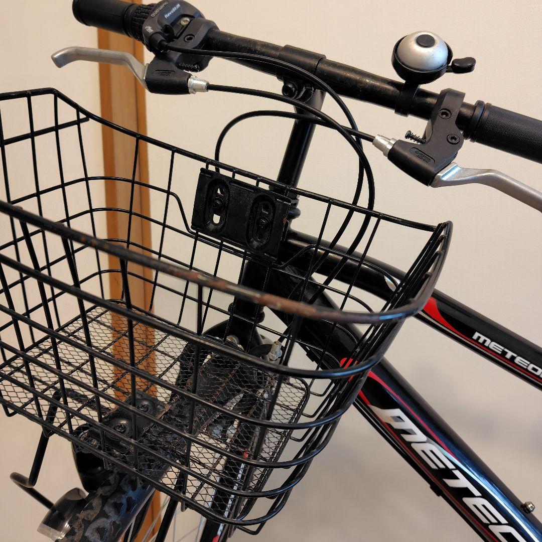 METEOR 子供用自転車 男の子 24インチ ブラック 前カゴ付き