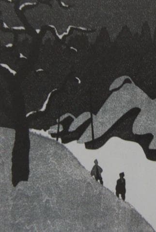 斎藤清、「会津の冬（9）檜の原」、希少な画集の額装画
