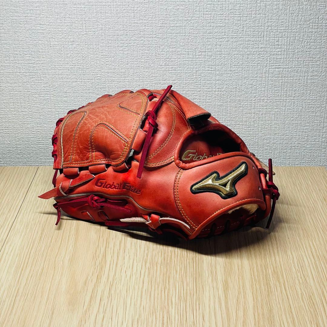 ミズノ グローバルエリート 硬式 投手用 左投げクロス締め/逆巻き ラディッシュ