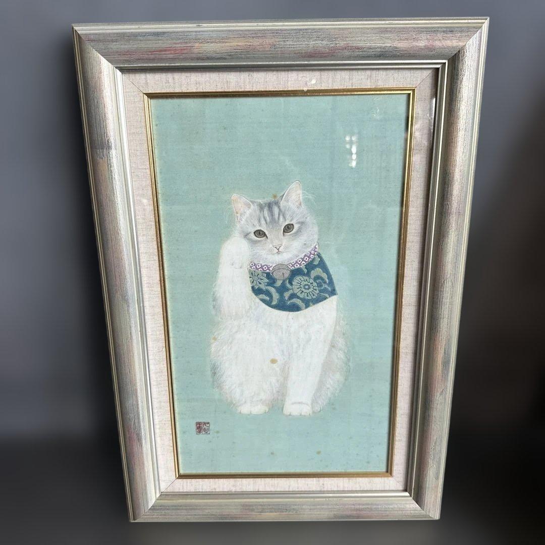 瞬間的お値下げ‼️招き猫　日本画 久野千恵美
