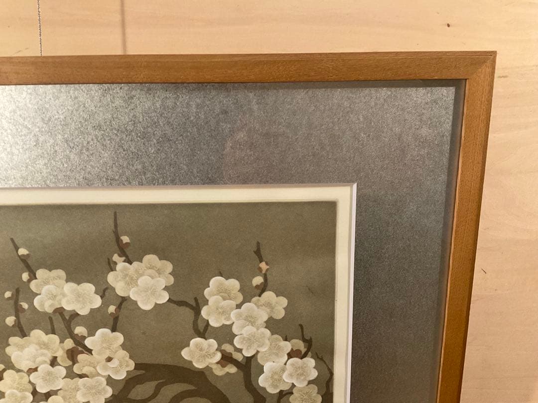 小泉淳作　「白梅図」　銅版画　直筆サイン・落款・作品証明シール有り