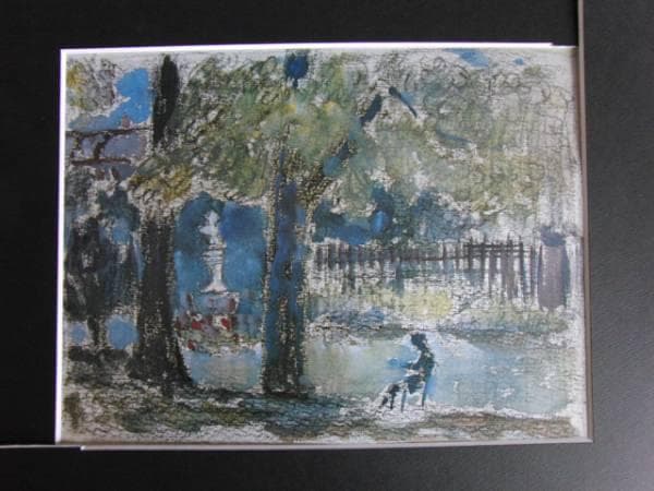 三雲祥之助、リュクサンブール公園にて、希少画集画、新品額装付