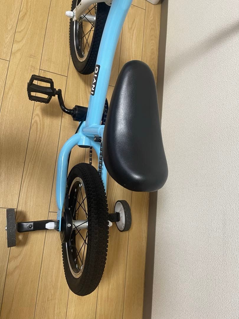 あこあこQiani 幼児用自転車　コマ付き　変身バイク　ブルー　14インチ
