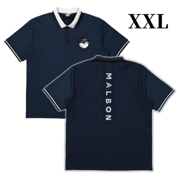 マルボンゴルフ ポロシャツ malbon golf メンズ シャツ 紺色XXL