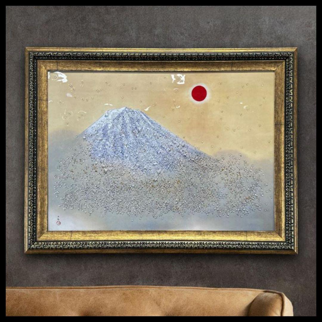 輸入雑貨　天然石　日本名画　『横山大観 乾坤輝く』　水晶絵　クリスタルアート