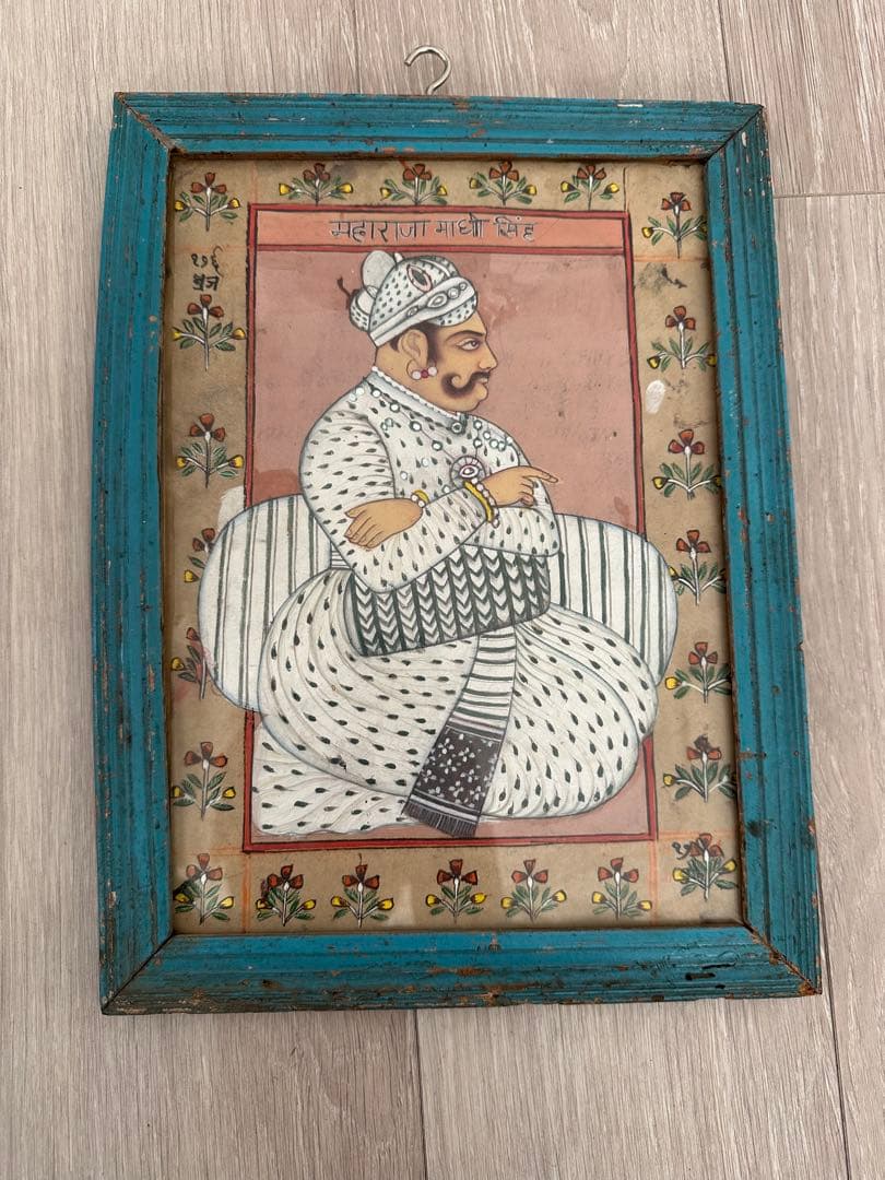 絵画 アンティーク ハンドメイド　インド　　マディー シンブロックプリント