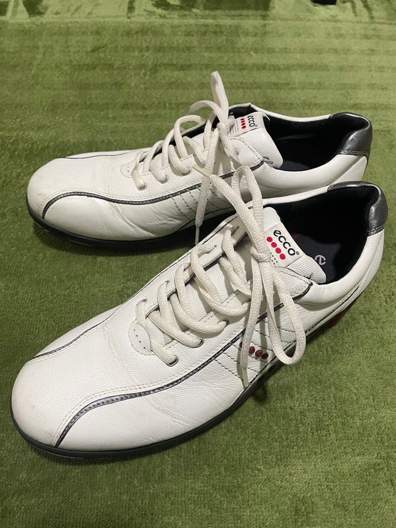 【美品】人気のecco ゴルフシューズ ホワイト スパイク