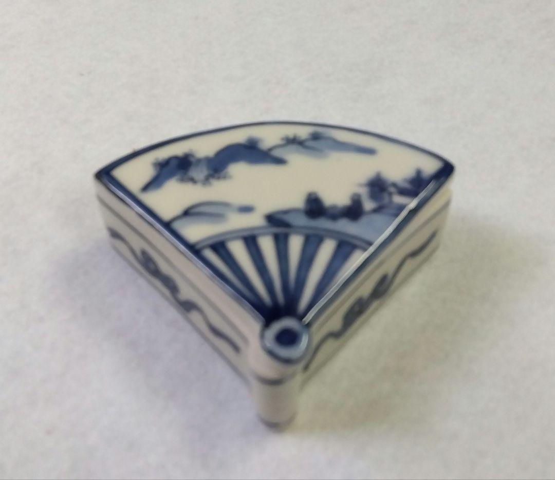 茶道具 香合 染付 開扇 五山窯 林秀峰 京焼 清水焼