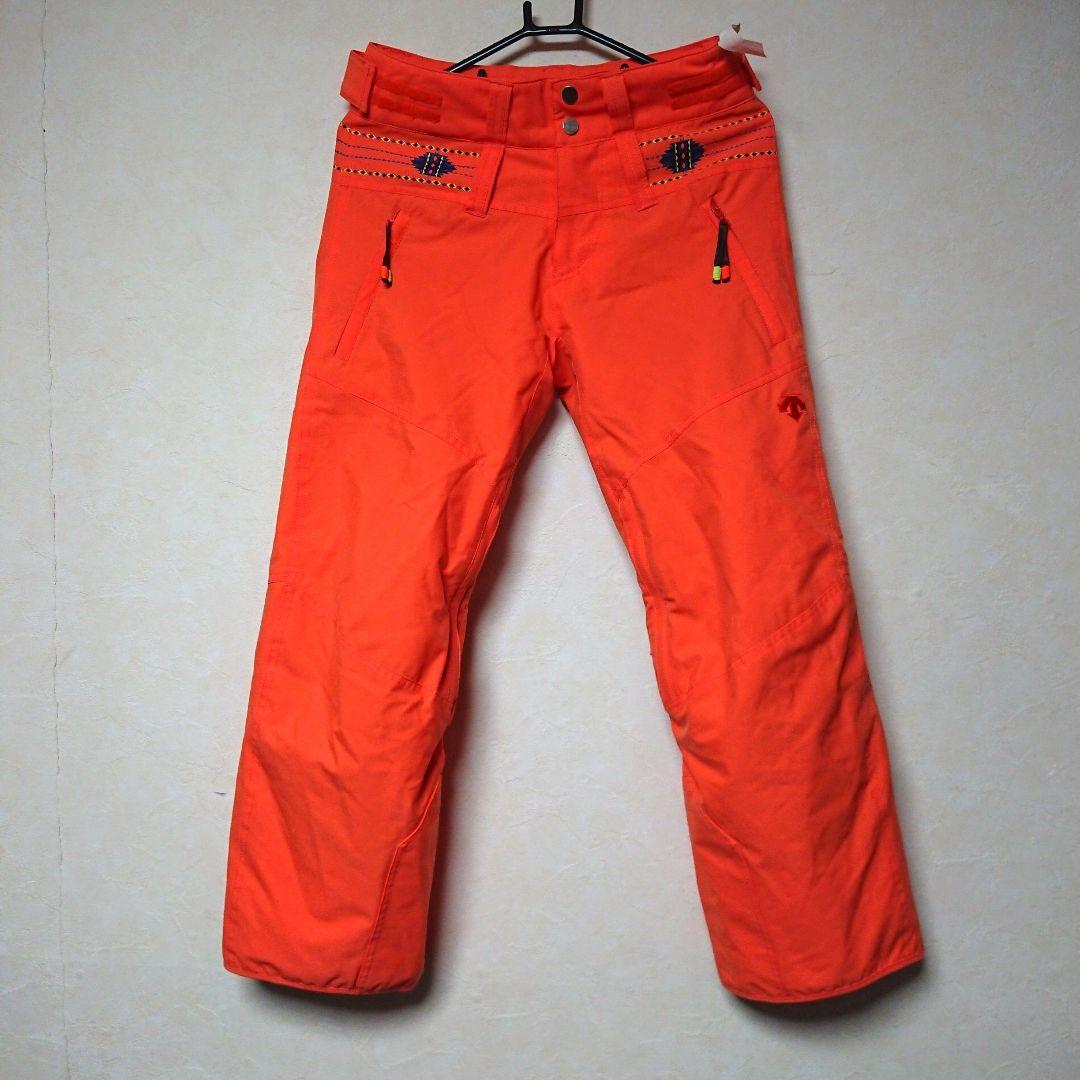 ☆送料無料【DESCENTE】ノルディック柄オレンジスキーパンツ　S