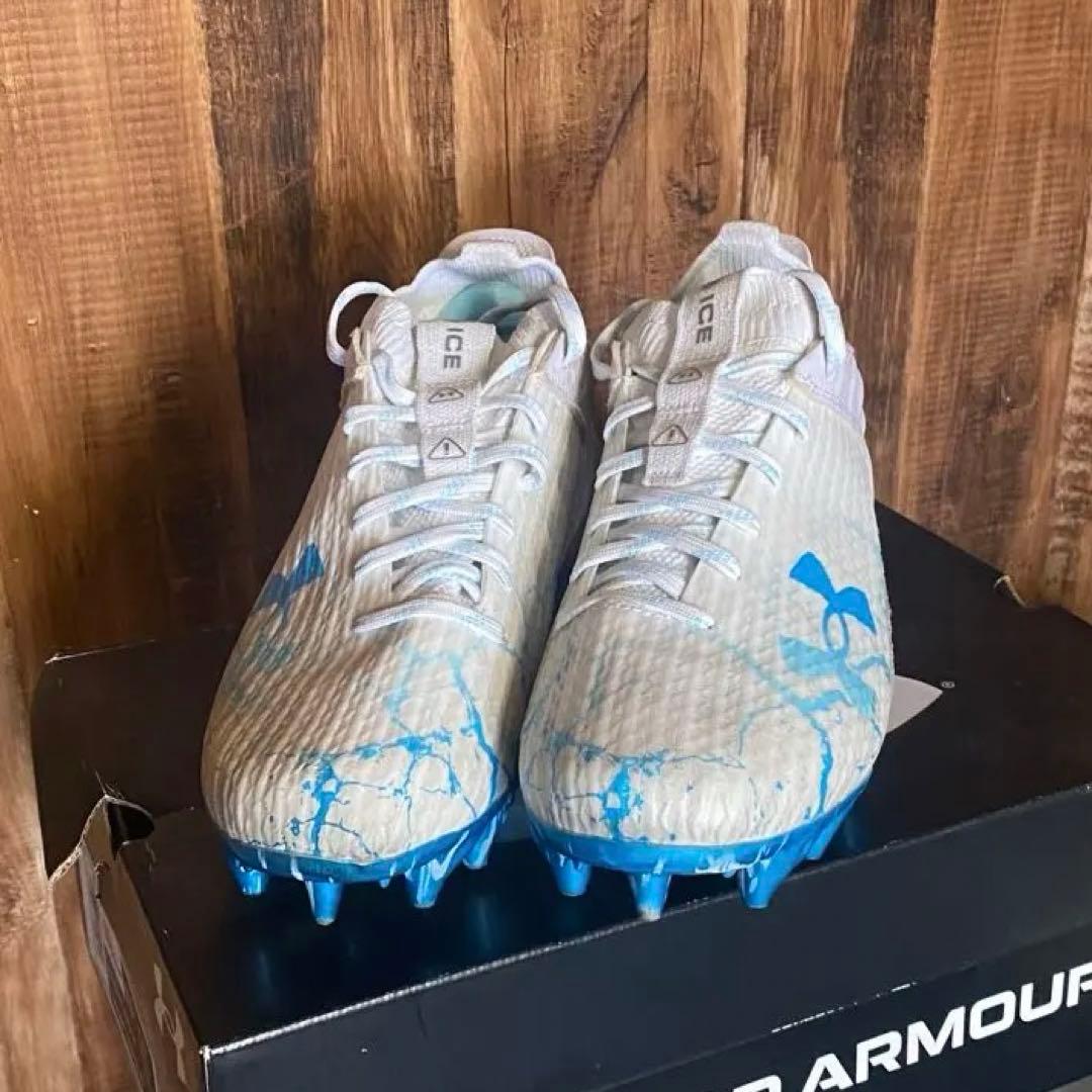 UNDER ARMOUR スパイクシューズ ホワイト/ブルー　27.5