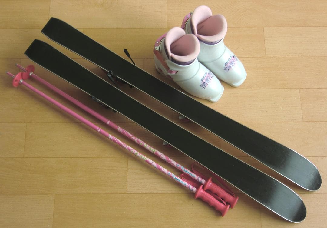 ■■送料無料■KAZAMA■子供用スキーフルセット■板100靴19■WAX済■■